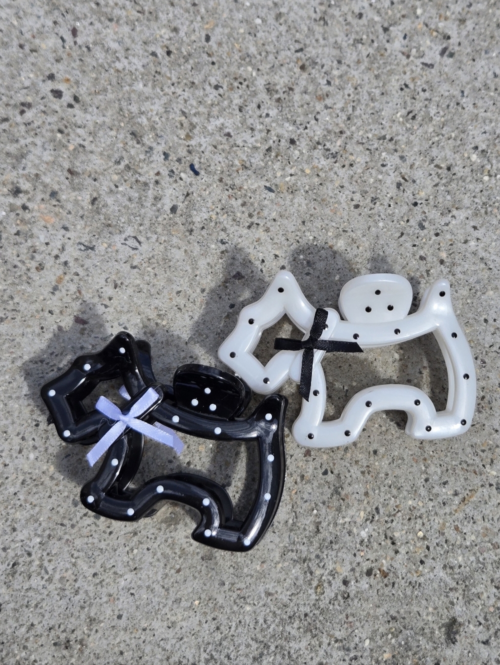 Polka Dot Scottie Dog Brooch Set - Black & White